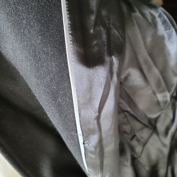 DKNY Double Breasted Trench Coat Wool Blend Size 14 Black Belted Waist NEW - Picture 15 of 15